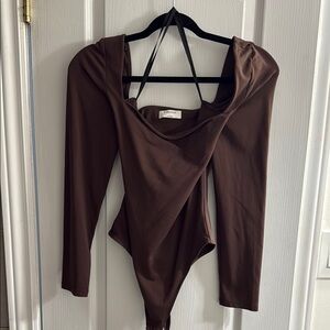 Brown Babaton Long Sleeve Bodysuit